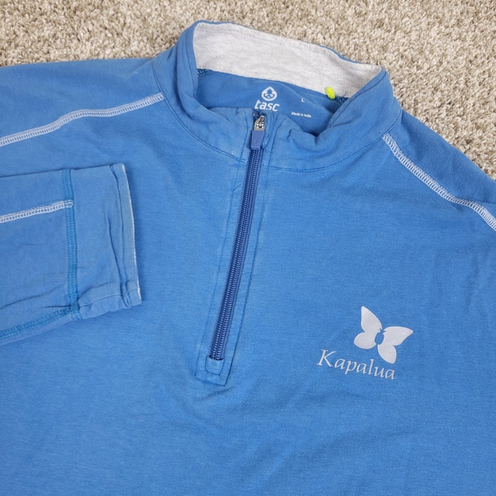 TASC Kapalua Mens Large Solid Blue Performance Stretch Golf Quarter Zip LS